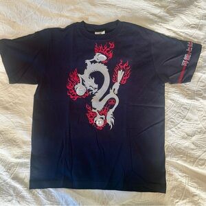 Vintage 90s Adidas Black T-Shirt with dragon “Master Them All” sports graphic